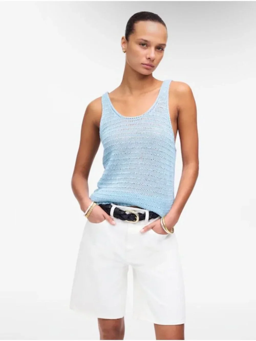 NWT Madewell White The 1997 Denim High Rise Bermuda Shorts - Size: 30